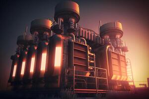 Power plant with transformers futuristic. Neural network photo