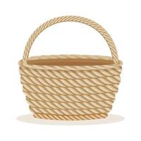 Wicker basket with a handle on a white background. Illustration, vector