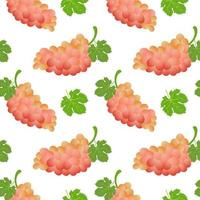 Seamless pattern with bunches of grapes and leaves on a white background. Fruit background, print, textile, vector