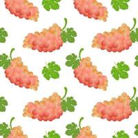 Seamless pattern with bunches of grapes and leaves on a white background. Fruit background, print, textile, vector