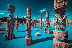 A Native American totem pole. Neural network photo