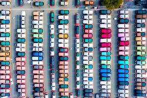 parks filled with cars, top view. Neural network photo