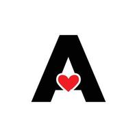 Letter A with red heart monogram. A heart icon. vector