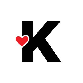 Letter K with red heart monogram. K heart icon. 23138363