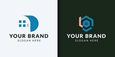 Simple line house logo design vector