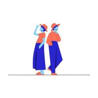 flat design of two people standing in different poses vector