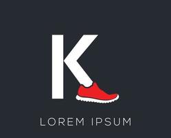 Alphabet 'K' with shoe Icon Design Template vector