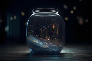 Space inside a glass jar. Neural network photo