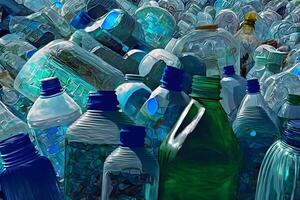 A lot of plastic waste bottles. Neural network photo