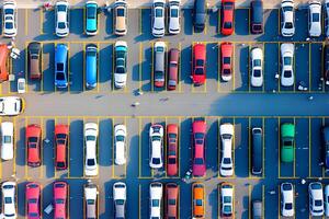 parks filled with cars, top view. Neural network photo