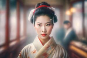 Beautiful Asian chinese woman portrait. Neural network photo