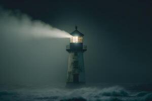 Lighthouse in a stormy sea. Neural network photo