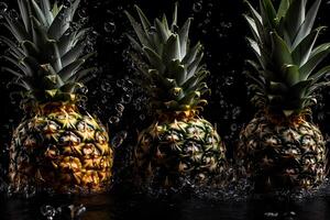 Hawaiian pineapples background. Neural network photo