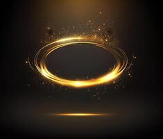 Golden Shiny Circle on Dark Background Luxurious and Glamorous Effect for Creative Projects, Graphic Designer's Overlays, Adding Elegance and Sophistication to Designs ART