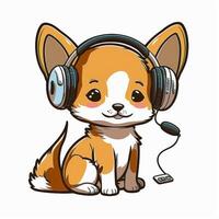 dog wearing headphones illustration. photo