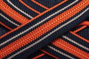 Striped laces give a flat background to the football texture. photo