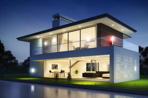 Smart home concept outside view created with technology. photo