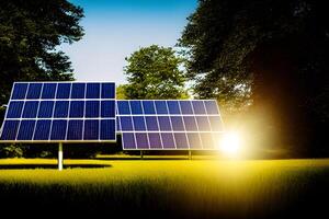 Technology solar cell, Alternative source of electricity. concept of sustainable resources and renewable energy. . photo