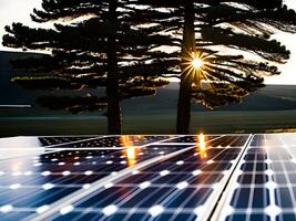 Technology solar cell, Alternative source of electricity. concept of sustainable resources and renewable energy. . photo