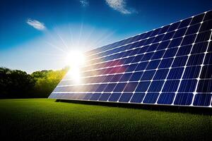 tecnología solar celúla, alternativa fuente de electricidad. concepto de sostenible recursos y renovable energía. generativo ai. foto