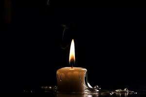 White Isolated Candle Aflame photo