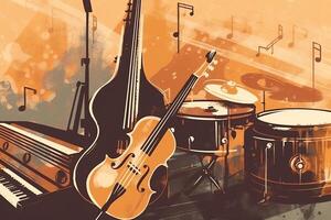 Jazz instruments abstract background. photo