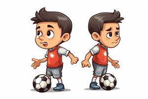 Football playing cartoon boy. photo