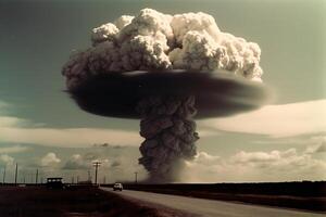 Mushroom cloud resulted from the detonation of tsar bomba. photo