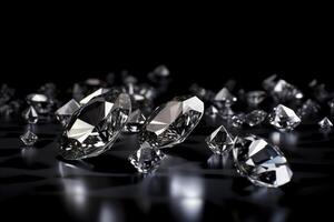 diamantes en negro antecedentes ai generado foto