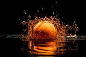 Tennis ball in flames and water. photo