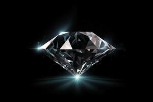 Shiny Diamond On Black Background Illustration photo