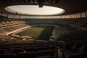 estadio con un esquina vista. ai generado foto