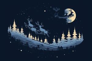 Sleigh flying with reindeer Christmas holiday photo