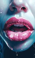close up of An animated illustration of a girl's lips image photo