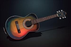 beautiful classical guitar cartoon style on black background photo