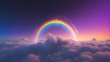 imagen de nubes con un arco iris circulo generativo ai foto