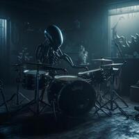 drum set psychedelic horror xenomorph ghost photo