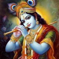 Colorful image of God krishna photo