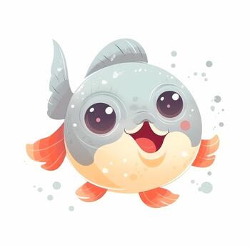 image of a cute fish smile in children's book image photo