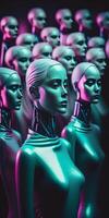 image of crowd of mannequin clones soft lights 8K image photo