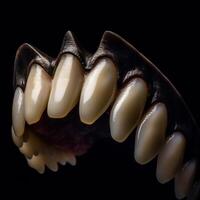 Dangerous vampire fang sharp teeth image photo