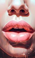 un animado ilustración de un muchachas labios imagen generativo ai foto