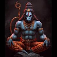 God Hanuman in meditation images photo