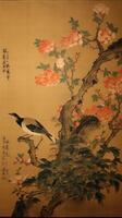 A designer painting of birds flowers photo