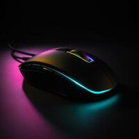 gaming mouse rgb on black background photo