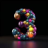 number 3 typography using colorful balloons photo