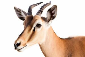 close up of antelope isolated on white background photo