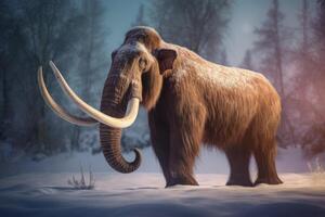 woolly mammoth in the snow beautiful view photo