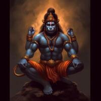 God Hanuman in meditation images photo