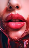 image of An animated illustration of a girl's lips image photo